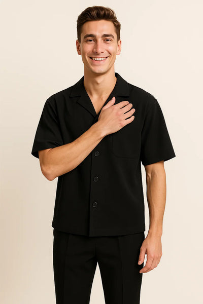 Ensemble en Lin pour Homme au Style Moderne – Noir