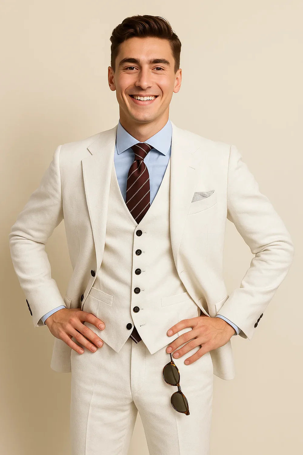 Costume Élégant Trois Pièces pour Homme – Blanc