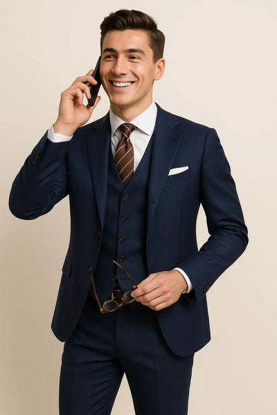 Costume Élégant Trois Pièces pour Homme – Bleu Marine