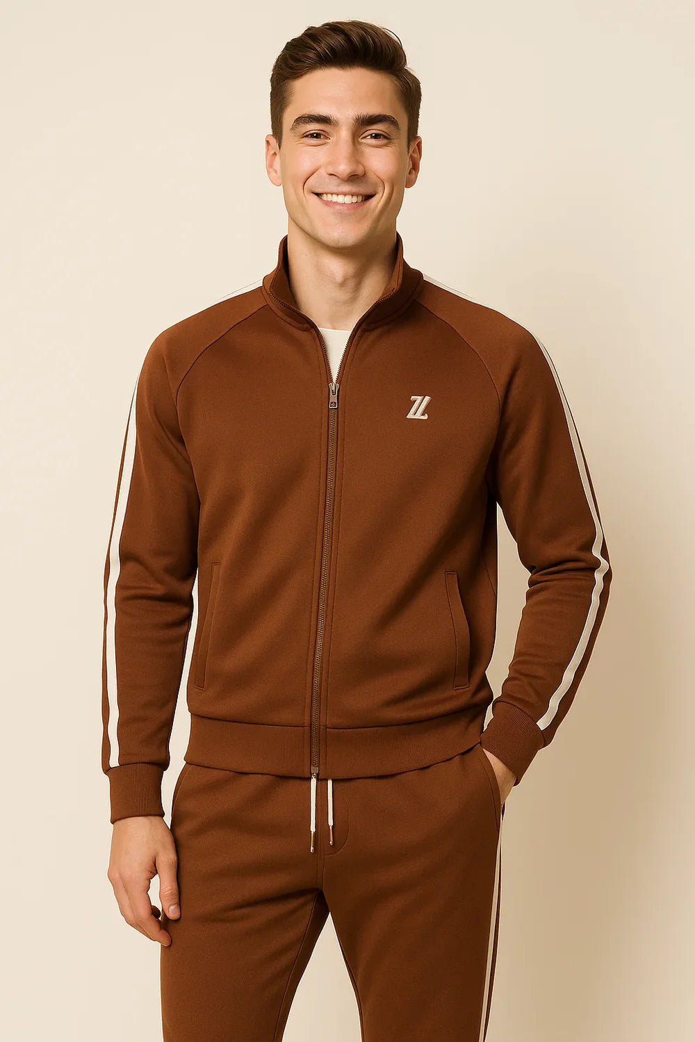 Ensemble élégant pour hommes – Polo et short – Marron
