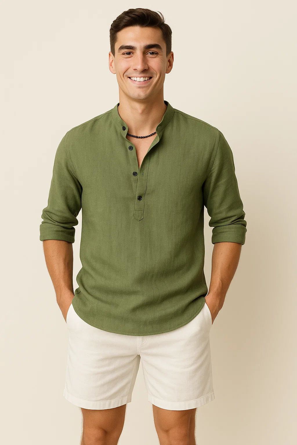 Chemise Élégante d'Été à Manches Longues pour Homme - Vert