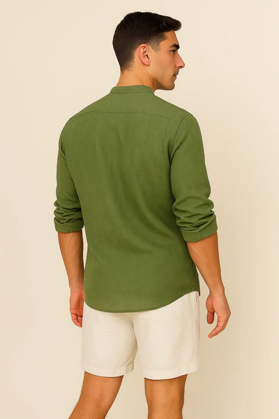 Chemise Élégante d'Été à Manches Longues pour Homme - Vert
