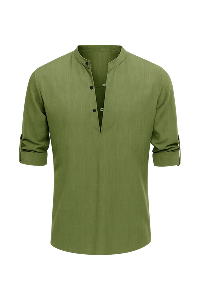 Chemise Élégante d'Été à Manches Longues pour Homme - Vert