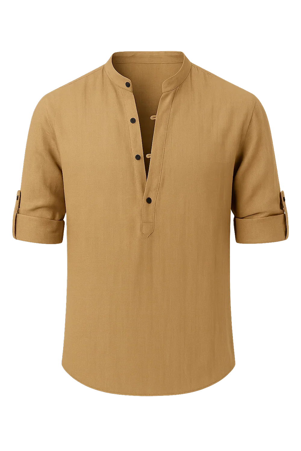 Chemise Élégante d'Été à Manches Longues pour Homme - Kaki