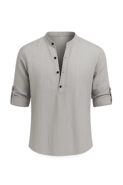 Chemise Élégante d'Été à Manches Longues pour Homme - Gris clair