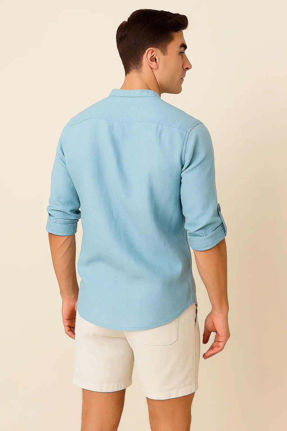 Chemise Élégante d'Été à Manches Longues pour Homme - Bleu clair