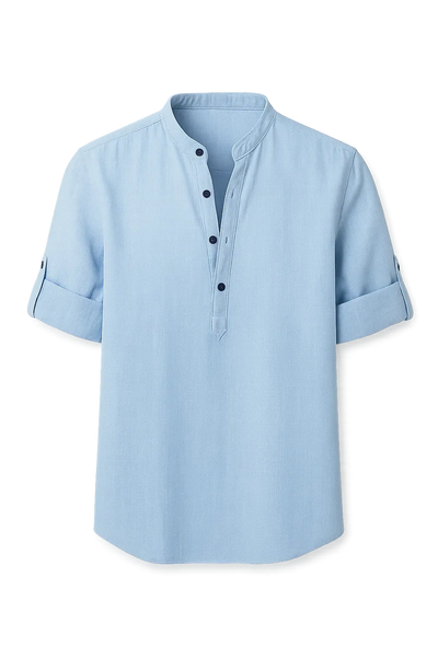 Chemise Élégante d'Été à Manches Longues pour Homme - Bleu clair