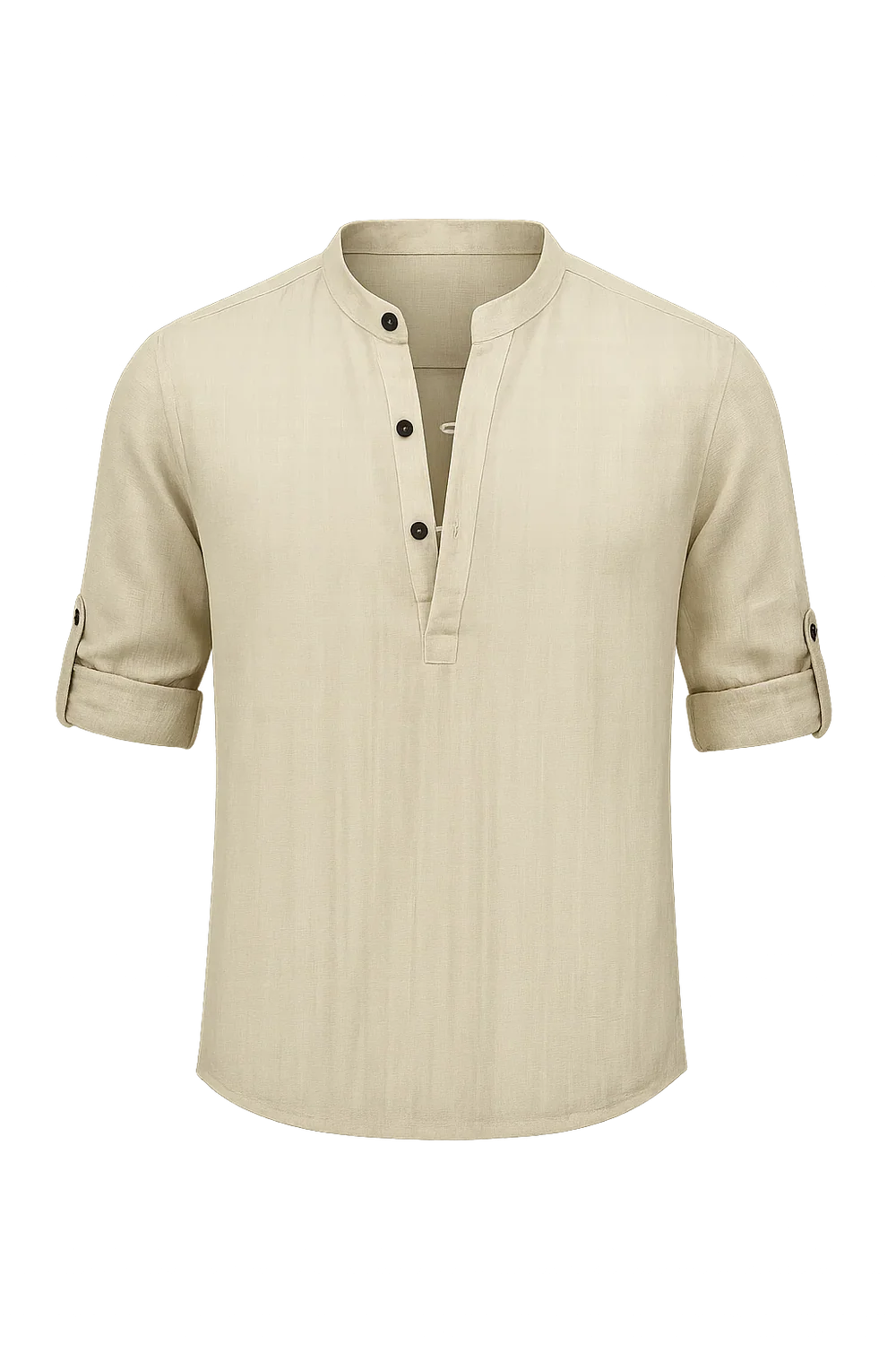 Chemise Élégante d'Été à Manches Longues pour Homme - Beige