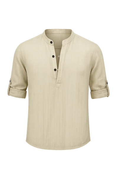 Chemise Élégante d'Été à Manches Longues pour Homme - Beige