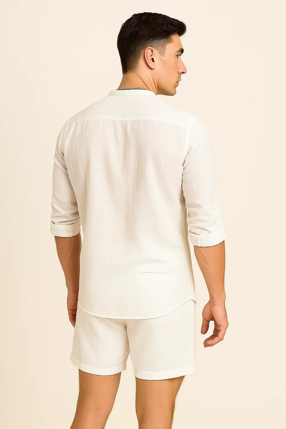 Chemise Élégante d'Été à Manches Longues pour Homme - Blanc