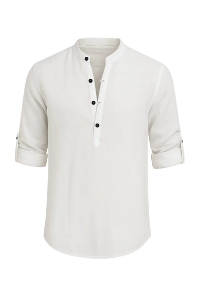 Chemise Élégante d'Été à Manches Longues pour Homme - Blanc