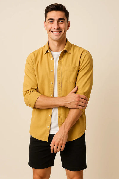 Chemise Oxford d'Été Élégante pour Homme – Jaune