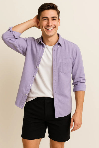 Chemise Oxford d'Été Élégante pour Homme – Violet