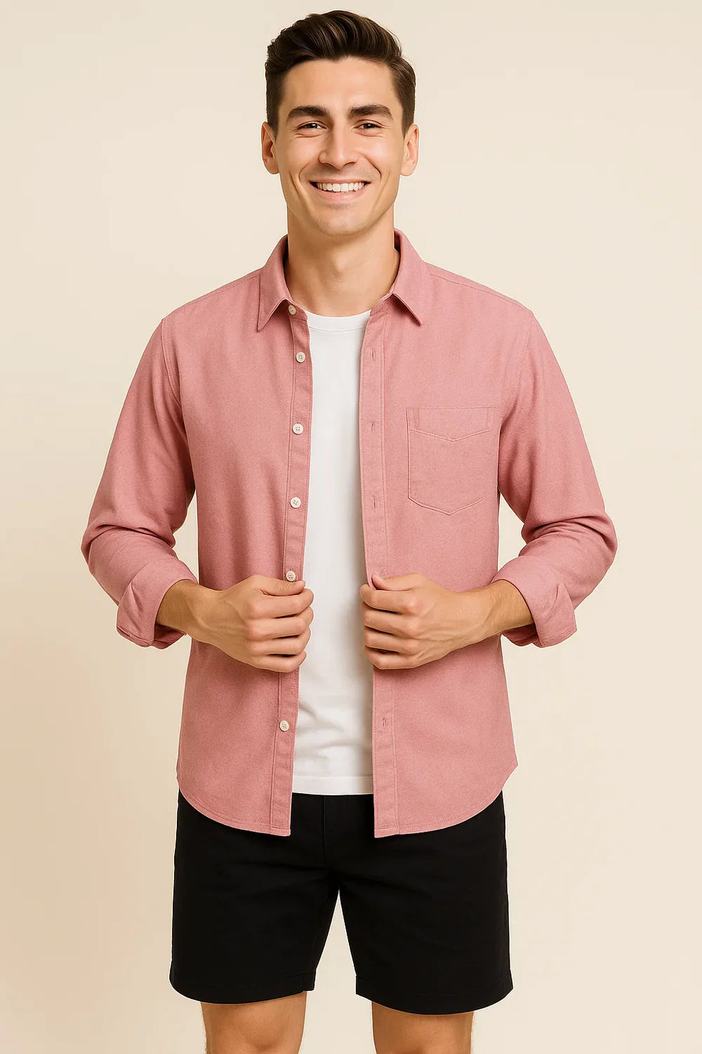 Chemise Oxford d'Été Élégante pour Homme – Rose