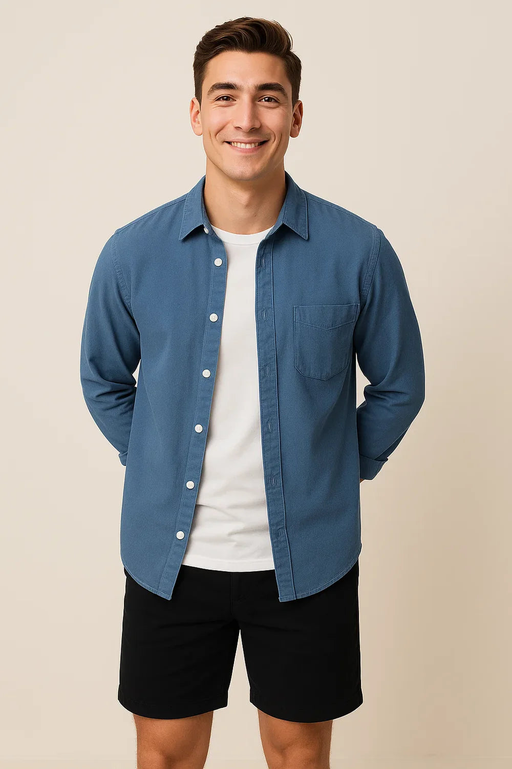 Chemise Oxford d'Été Élégante pour Homme – Bleu