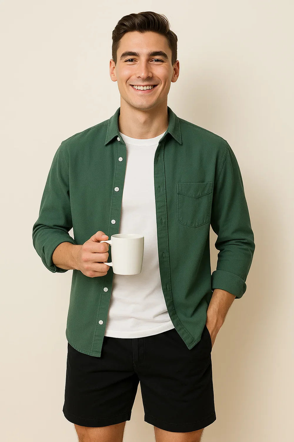 Chemise Oxford d'Été Élégante pour Homme – Vert