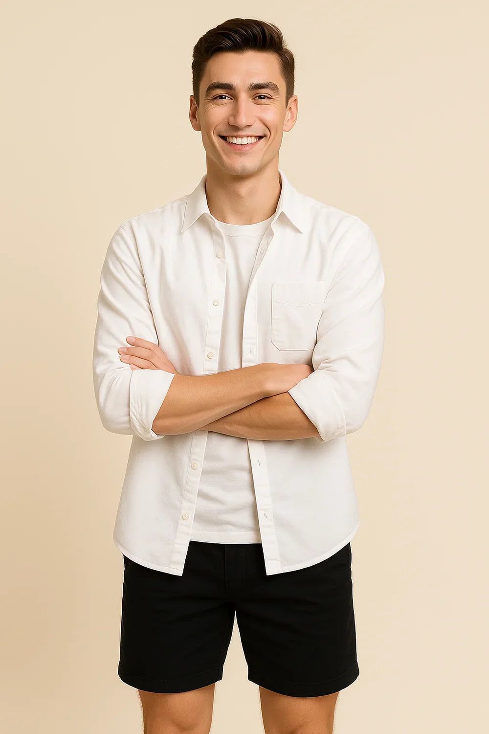 Chemise Oxford d'Été Élégante pour Homme – Blanc