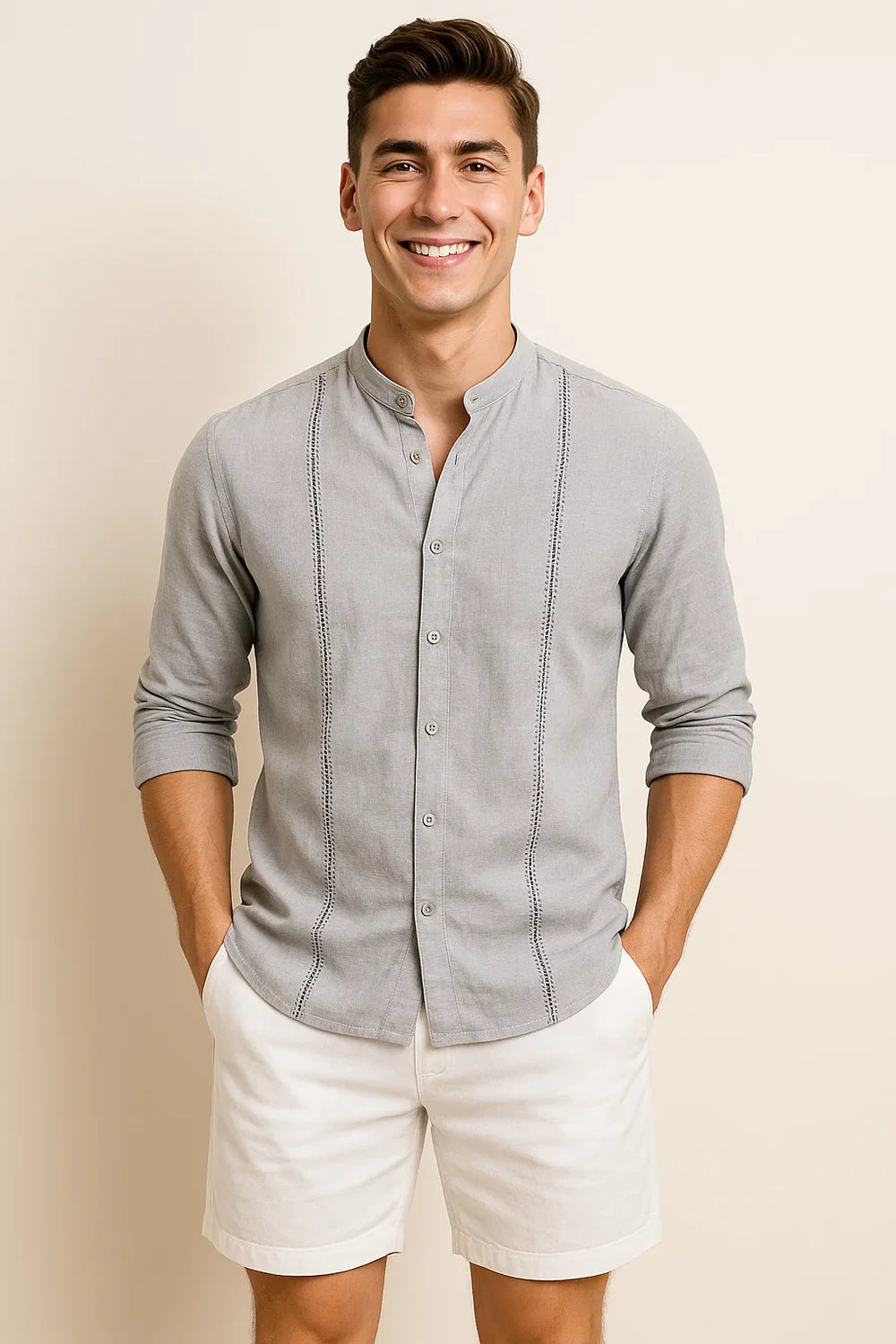 Chemise Élégante pour Homme – Gris clair