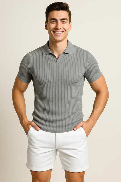 Polo Ajusté d'Été Classique pour Homme – Gris