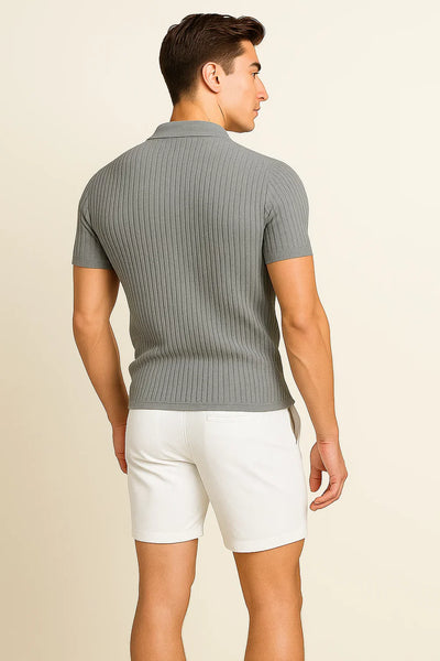 Polo Ajusté d'Été Classique pour Homme – Gris