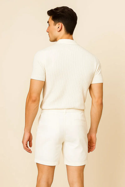 Polo Ajusté d'Été Classique pour Homme – Blanc