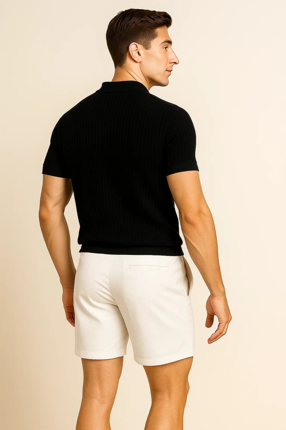 Polo Ajusté d'Été Classique pour Homme – Noir