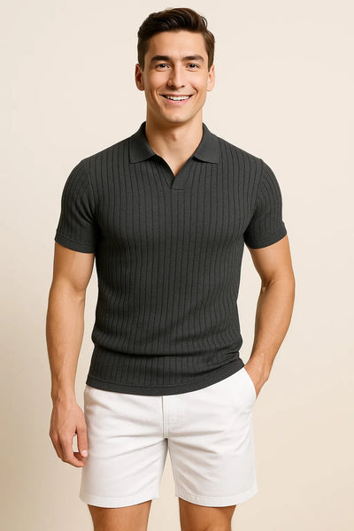 Polo Ajusté d'Été Classique pour Homme – Gris Foncé