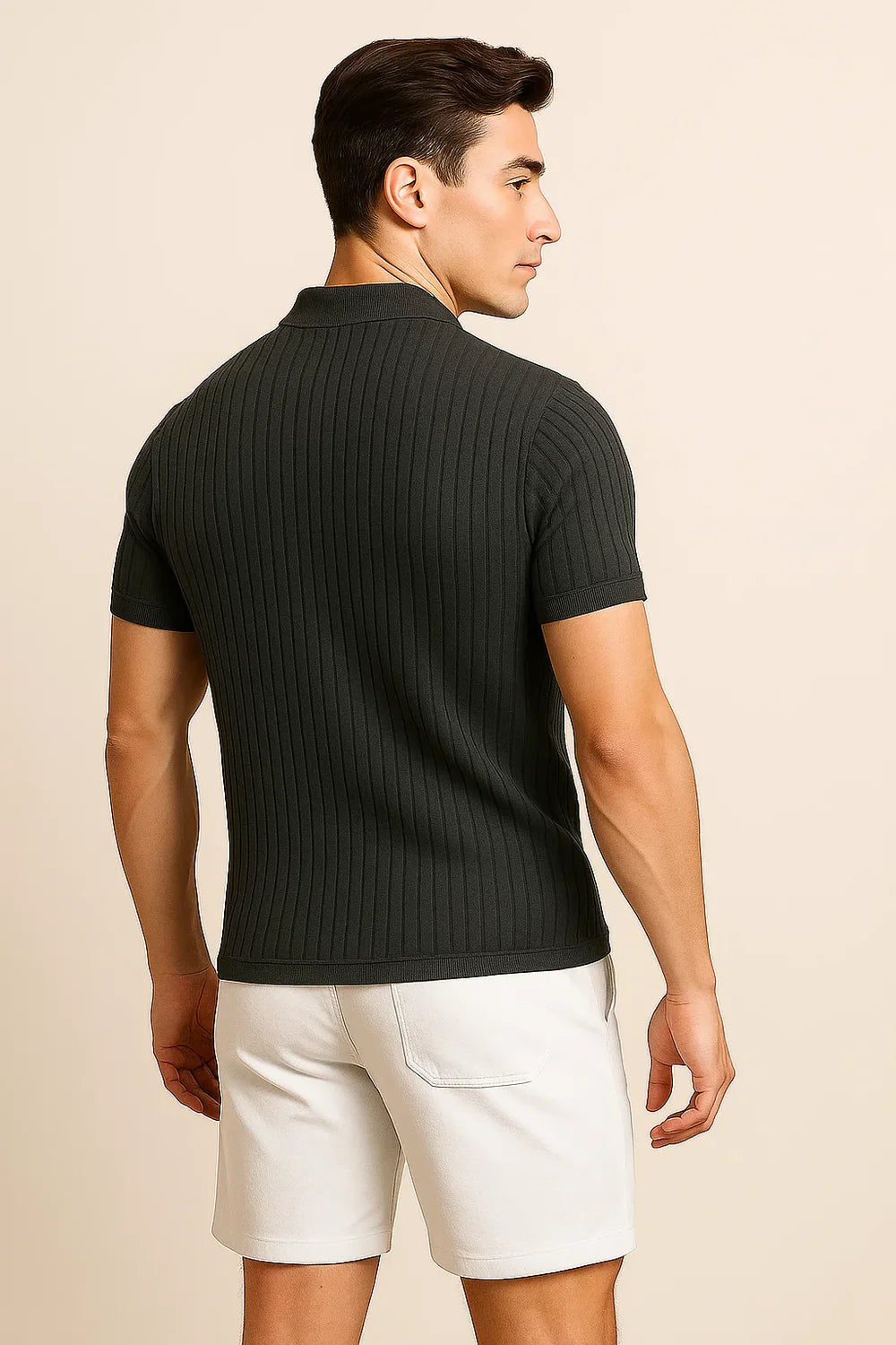 Polo Ajusté d'Été Classique pour Homme – Gris Foncé