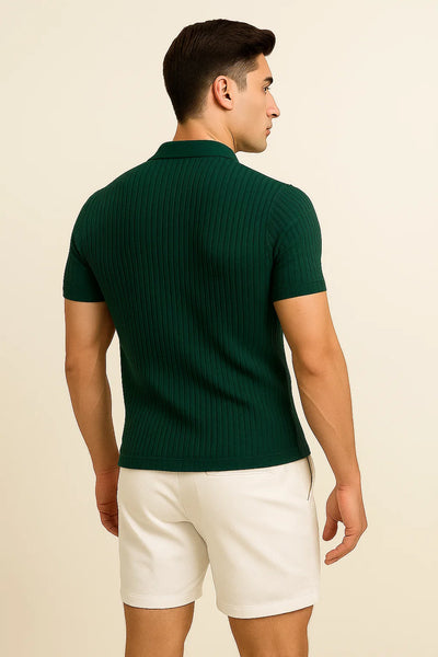 Polo Ajusté d'Été Classique pour Homme – Vert foncé