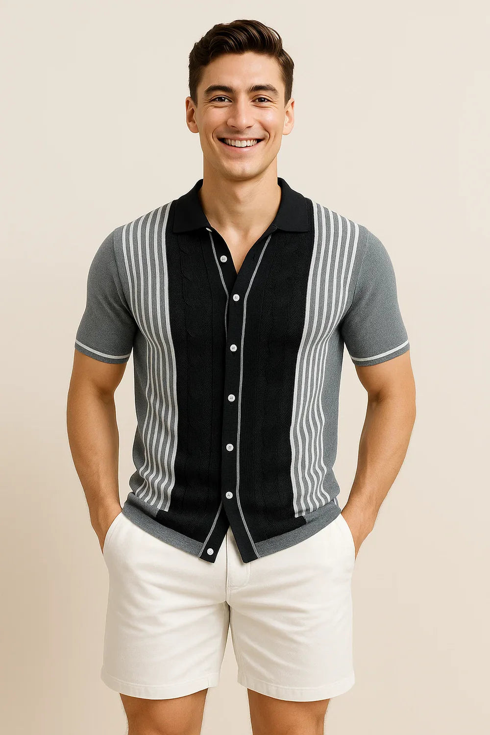 Polo pour Homme au Style Rétro – Gris