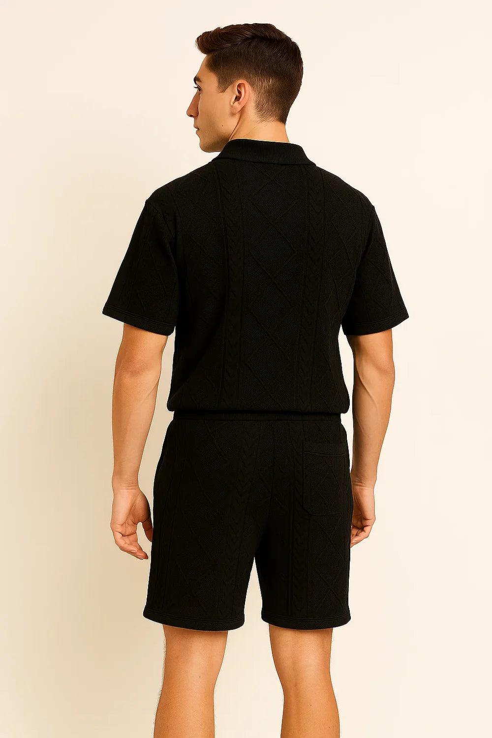 Costume Décontracté Tendance à Manches Courtes pour Homme – Noir