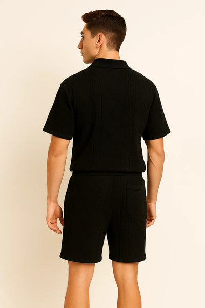 Costume Décontracté Tendance à Manches Courtes pour Homme – Noir
