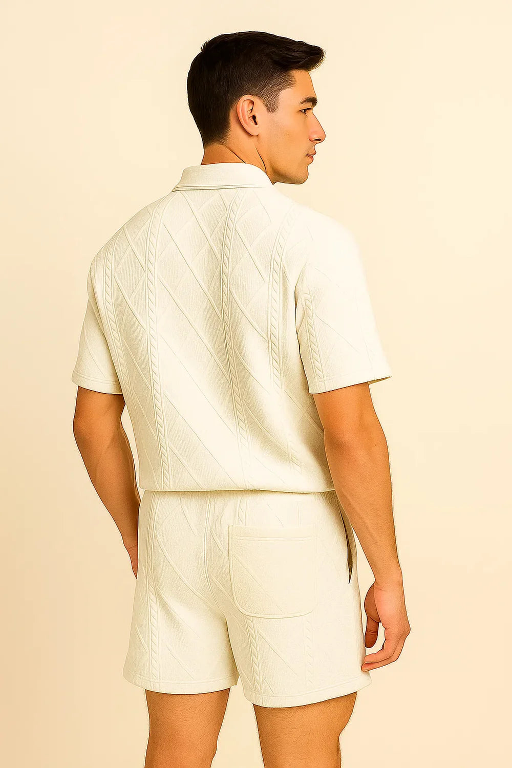 Costume Décontracté Tendance à Manches Courtes pour Homme – Blanc