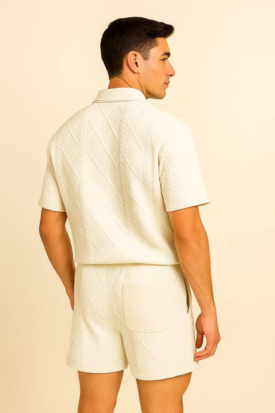 Costume Décontracté Tendance à Manches Courtes pour Homme – Blanc