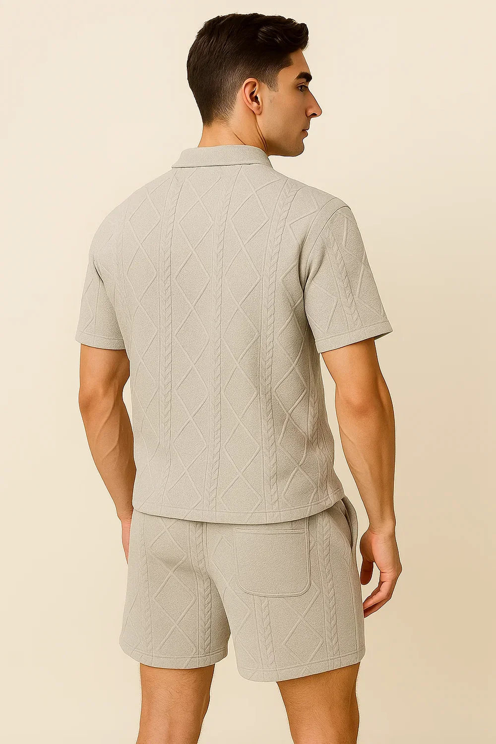 Costume Décontracté Tendance à Manches Courtes pour Homme – Gris
