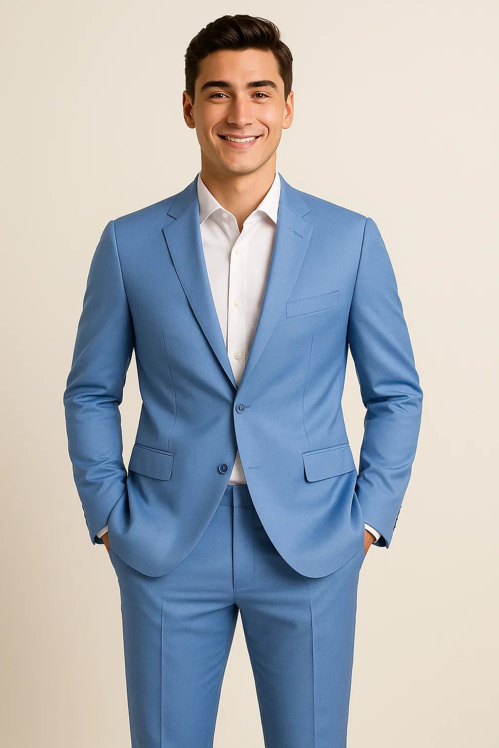 Costume Classique Ajusté pour Homme – Bleu clair