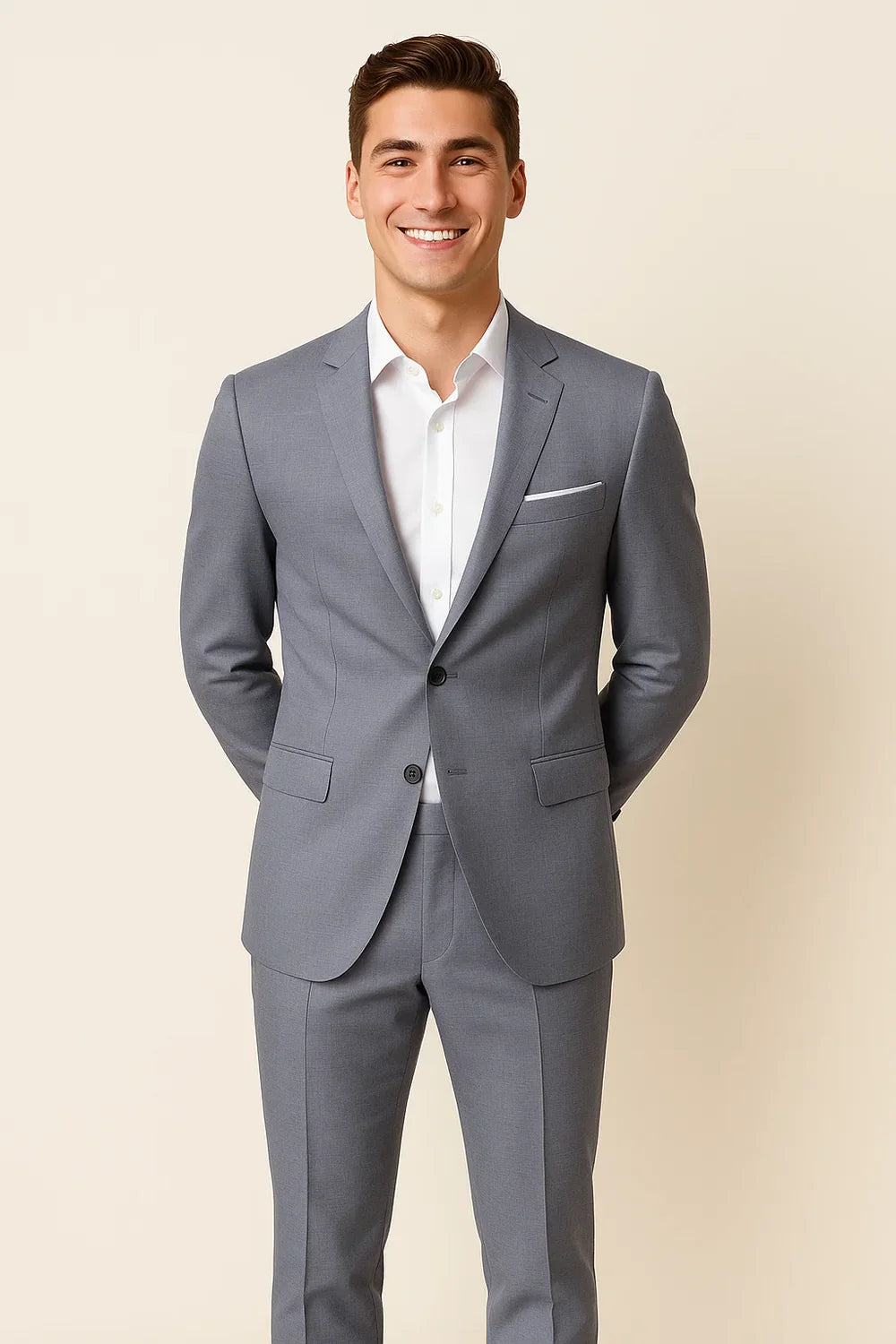 Costume Classique Ajusté pour Homme – Gris