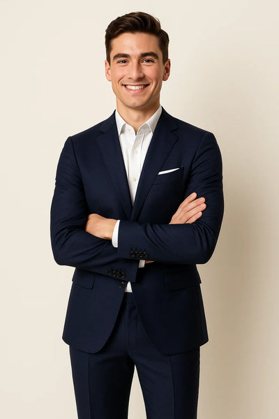 Costume Classique Ajusté pour Homme – Bleu marine