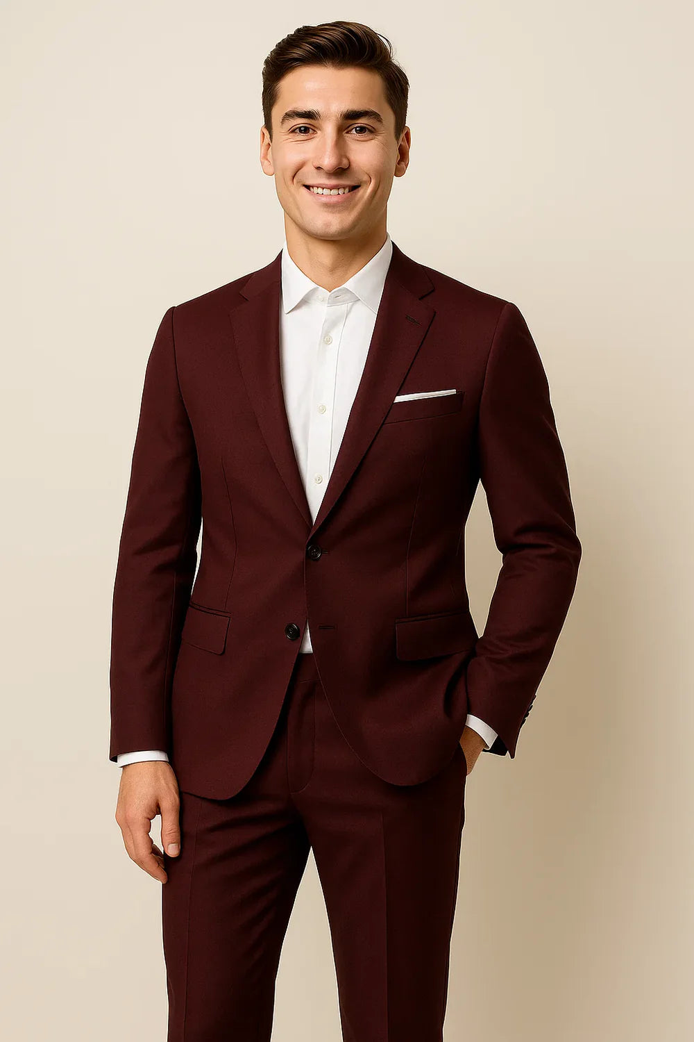 Costume Classique Ajusté pour Homme – Rouge