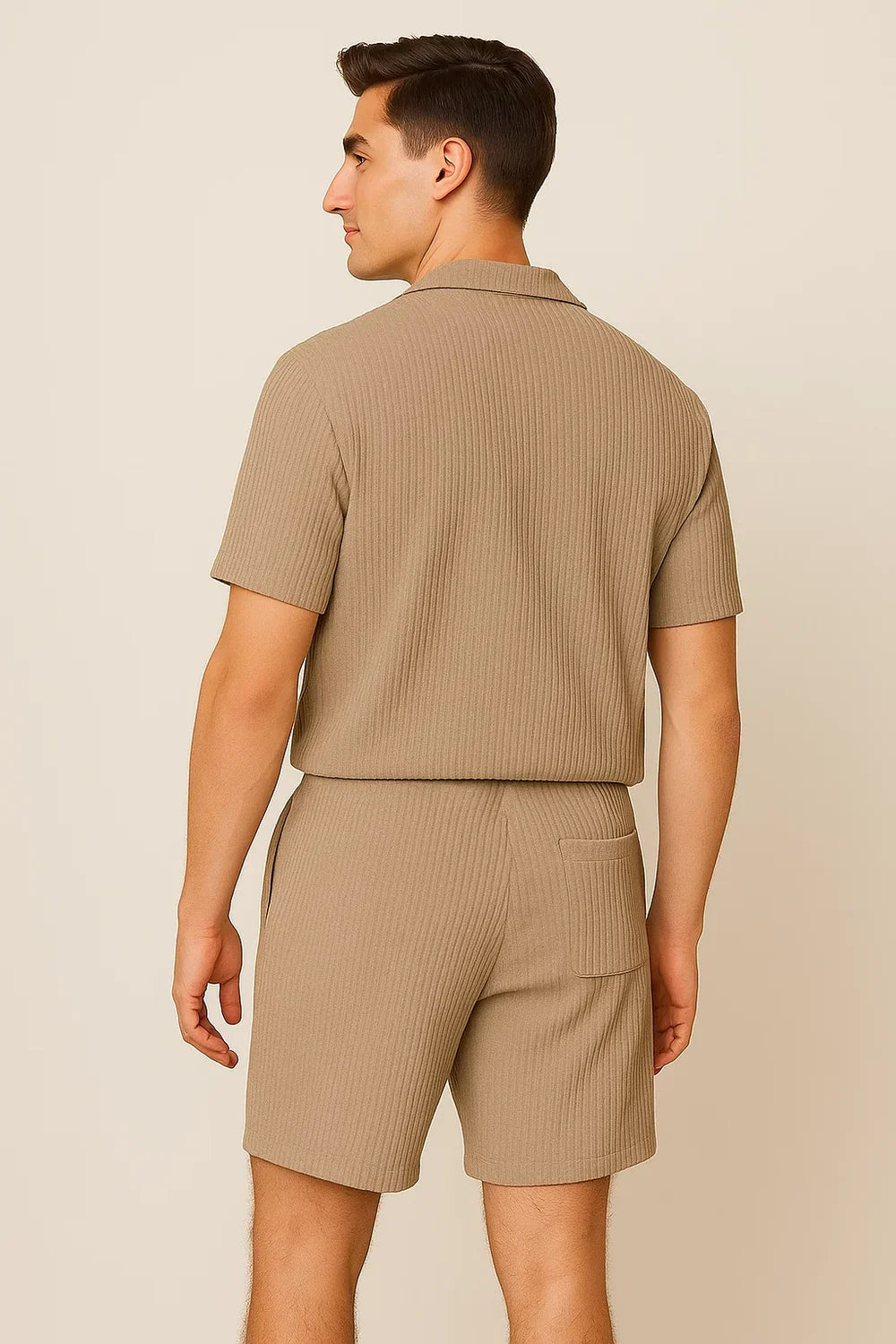 Ensemble Classique Chemise et Short pour Homme – Beige