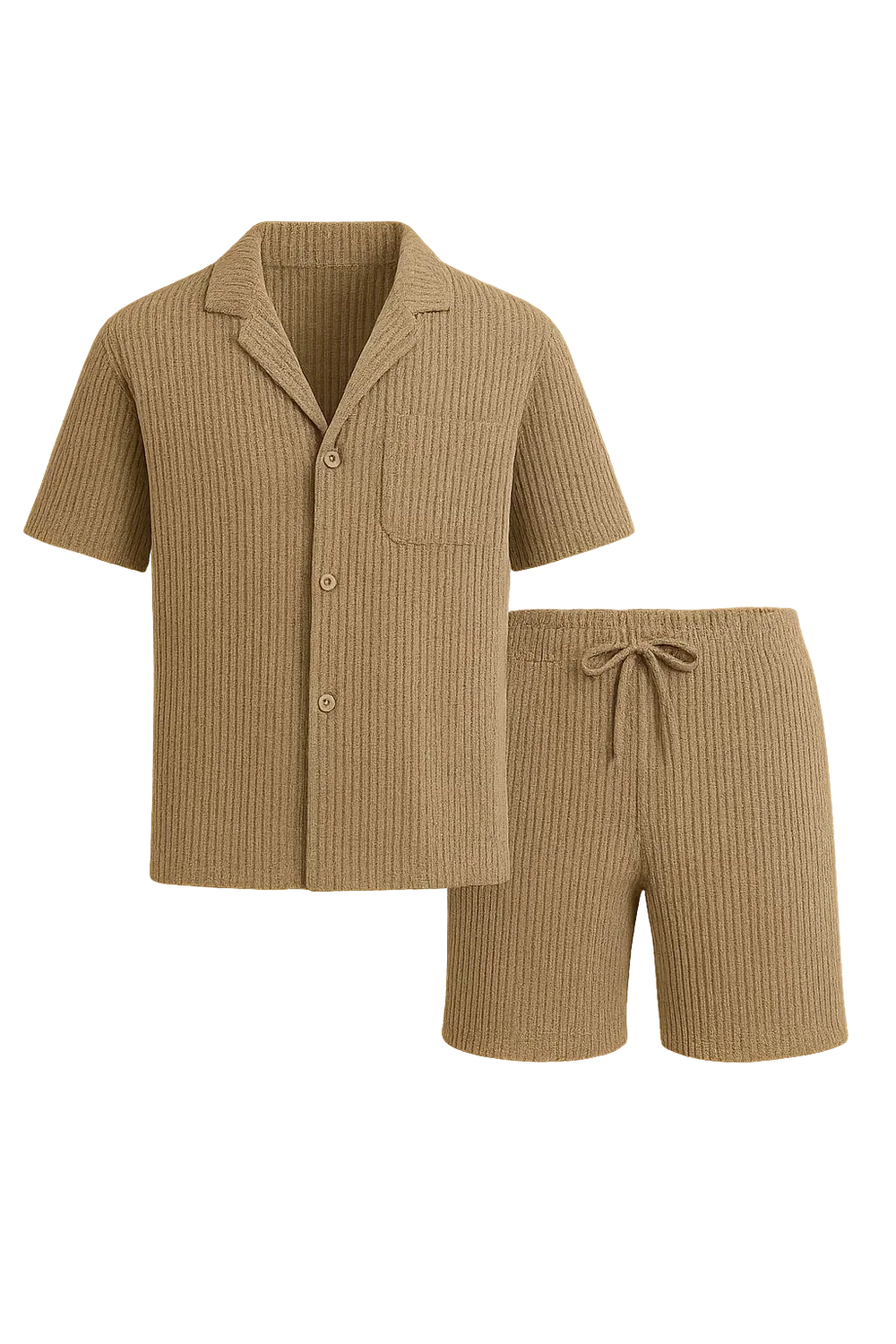 Ensemble Classique Chemise et Short pour Homme – Beige