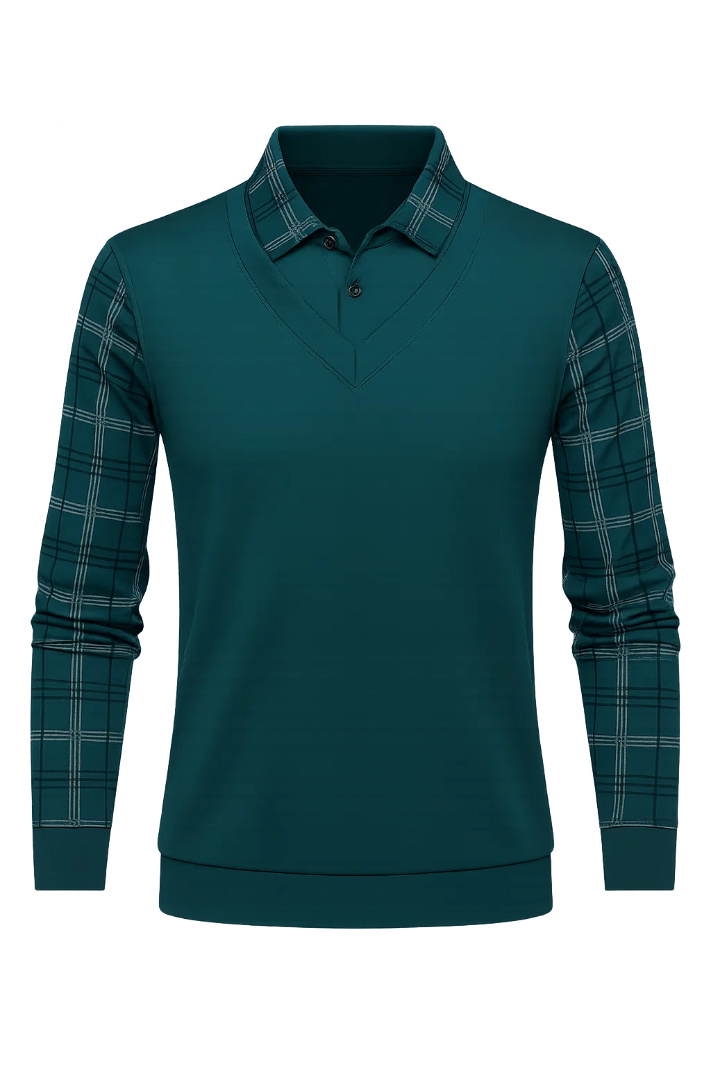 Polo Vintage à Manches Longues pour Homme – Turquoise
