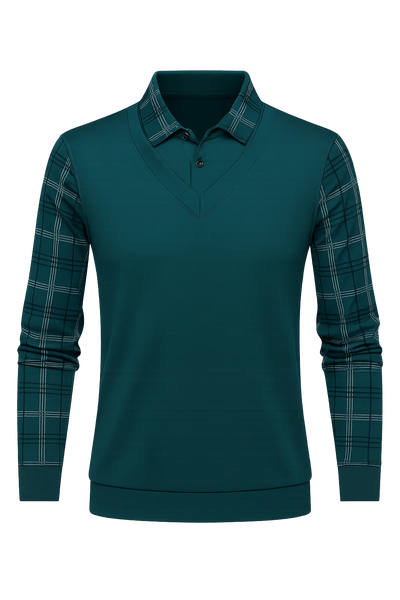 Polo Vintage à Manches Longues pour Homme – Turquoise