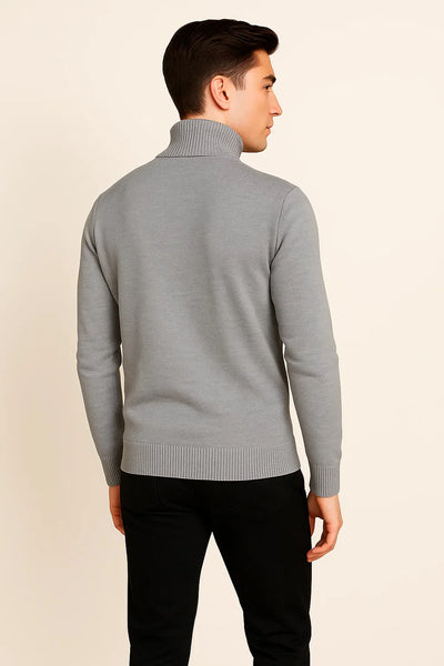 Pull à Col Roulé Élégant pour Homme – Gris