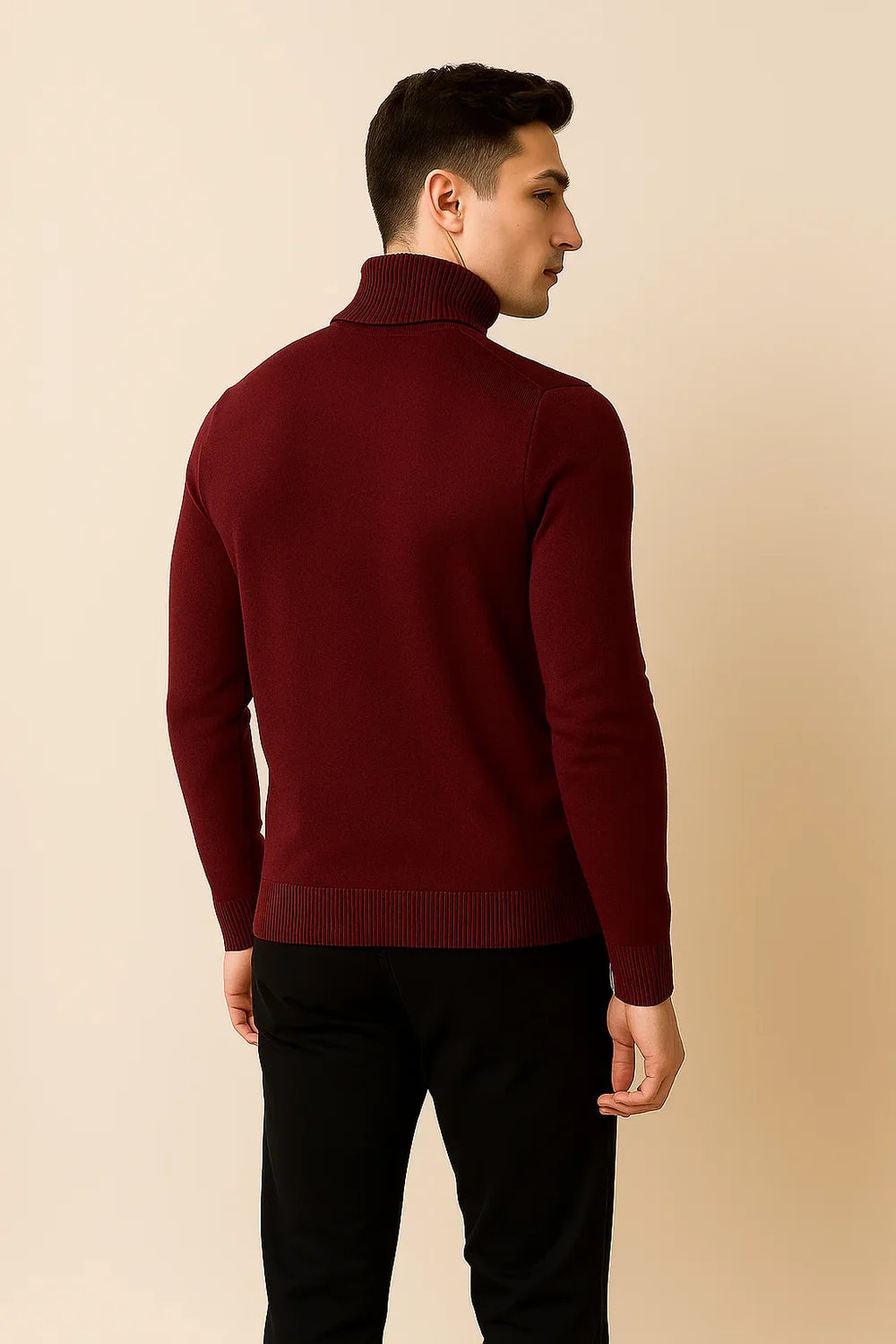 Pull à Col Roulé Élégant pour Homme – Rouge