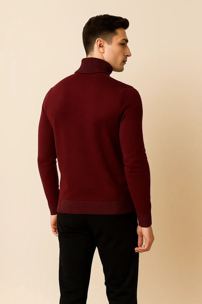 Pull à Col Roulé Élégant pour Homme – Rouge