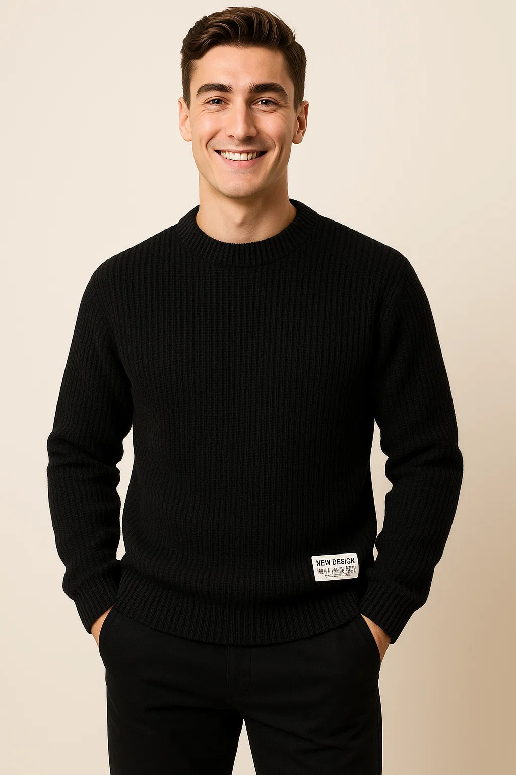Pull Basique en Maille pour Homme – Noir