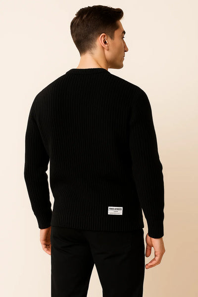 Pull Basique en Maille pour Homme – Noir