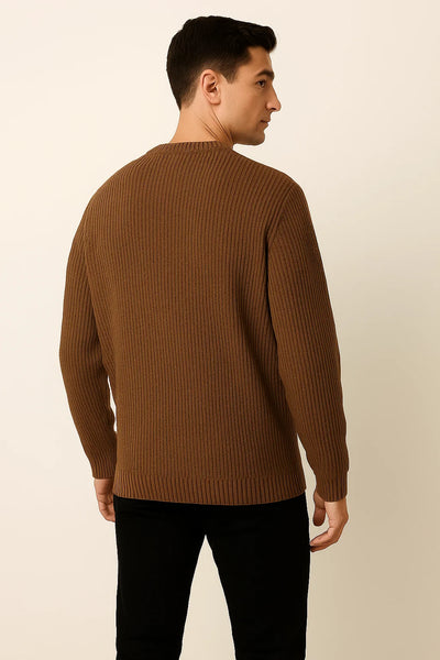 Pull Basique en Maille pour Homme – Marron