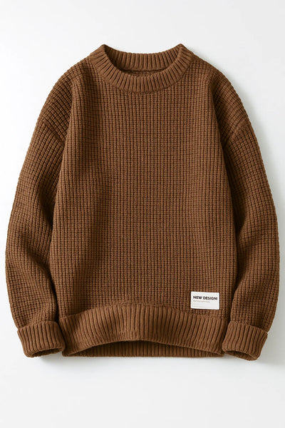 Pull Basique en Maille pour Homme – Marron